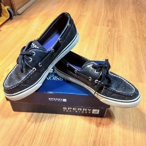 Women's (Size-8) Sperry Biscayne Black Sparkle
